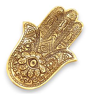 Porta-incienso Hamsa Pequeño Aluminio Dorado 13x5.5cm