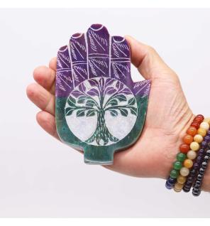 Porta-incienso Med Hamsa de Esteatita 13x9cm - Árbol de la Vida