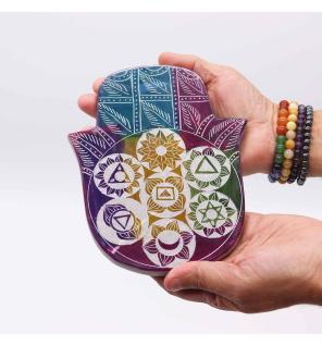 Porta-incienso Hamsa Grande 18x15x1.2cm - 7 Chakra