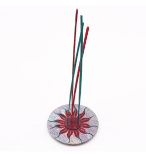 Porta-incienso Disco de Esteatita 10cm - Flor del Sol (soporte 5 varillas)