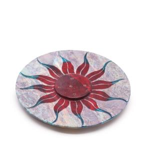 Porta-incienso Disco de Esteatita 10cm - Flor del Sol (soporte 5 varillas)