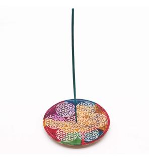 Porta-incienso Disco de Esteatita 12cm - 7 Flor de la Vida