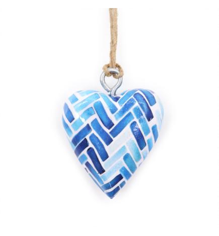 Pequeño Corazone de Madera Decorativo - Mosaico Azul