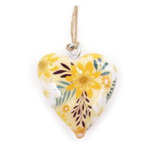 Corazon de madera decorativo Grande - Amarillo Floral