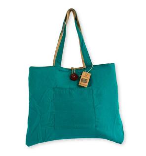 Bolsa Grande Reversible de Yute y Algodón - Verde Azulado (7717C)