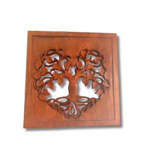 Panel Decorativo de Madera Árbol de la Vida con Corazón 30x30cm