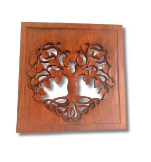 Panel Decorativo de Madera Árbol de la Vida con Corazón 30x30cm