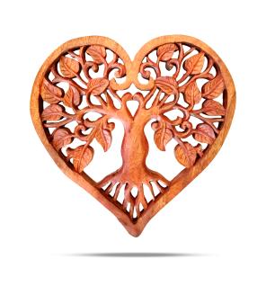 Panel Decorativo de Madera en Forma de Corazón con Árbol de la Vida 40cm