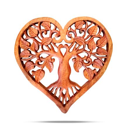 Panel Decorativo de Madera en Forma de Corazón con Árbol de la Vida 40cm