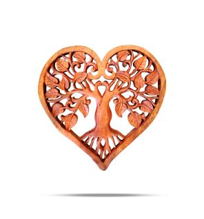 Panel Decorativo de Madera en Forma de Corazón con Árbol de la Vida 30cm