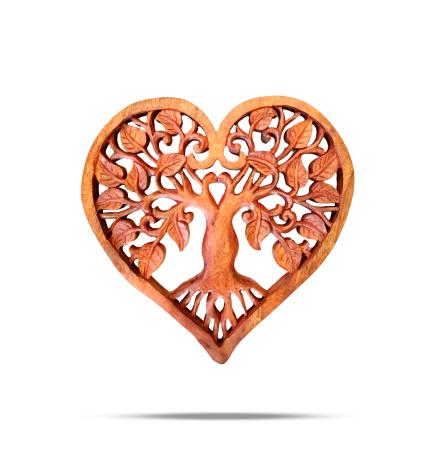 Panel Decorativo de Madera en Forma de Corazón con Árbol de la Vida 30cm