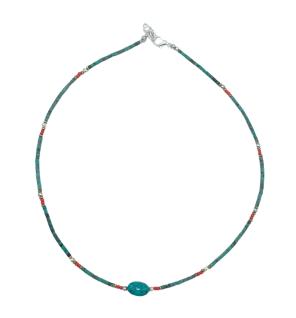 Collar nepalí de gemas extrafinas - Turquesa y piedra