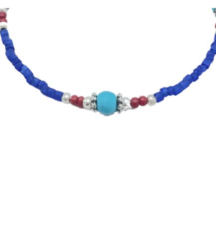 Pulsera Nepalesa Gema Extra Fina- Onix Azul