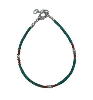 Pulsera nepalí de gemas extrafinas - Turquesa y piedra