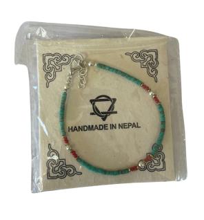 Pulsera nepalí de gemas extrafinas - Turquesa y piedra