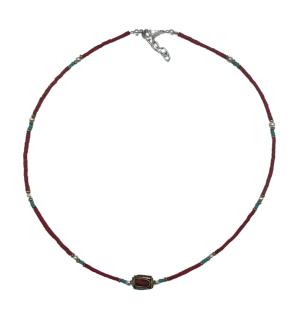 Pulsera nepalí de gemas extrafinas - cuentas de coral rosa y turquesa