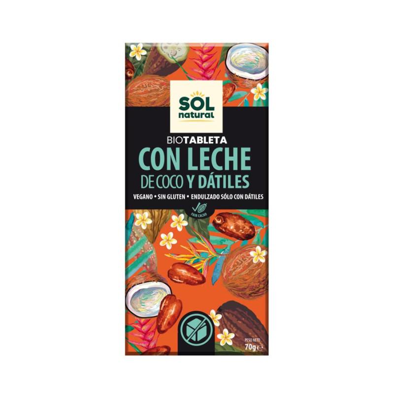 Tableta chocolate con leche, coco y datiles Bio 70g Sol Natural