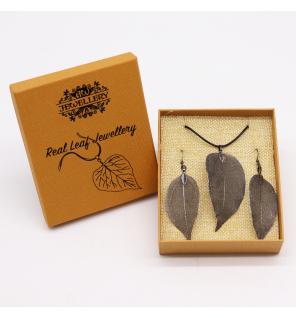 Conjunto de collar y aretes - Hoja de valor - Peltre