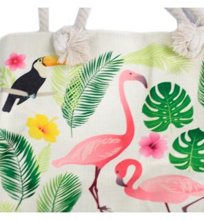 Bolso shopper con asa de cuerda - tropical flamenco