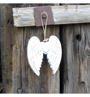 Doble alas de ángel y corazón hecho a mano - 15cm