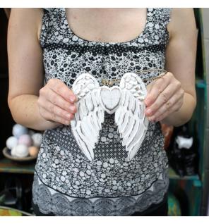 Doble alas de ángel y corazón hecho a mano - 15cm