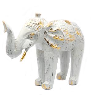 Elefante Tallado en Madera - Oro Blanco