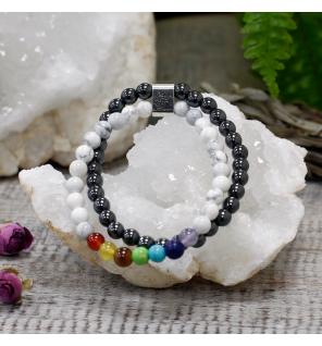 Pulsera de Piedras Preciosas Magnéticas - Chakra Howlita Blanco