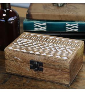 Caja de Madera Blanca - 6x4 Aztec Design