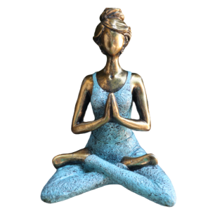 Yoga Lady Figure - Bronze & Turqoise 24cm