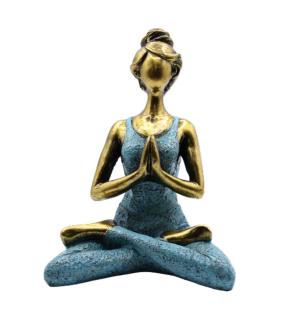 Yoga Lady Figure - Bronze & Turqoise 24cm