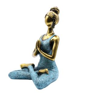 Yoga Lady Figure - Bronze & Turqoise 24cm