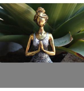 Yoga Lady Figure - Bronze & Silver 24cm