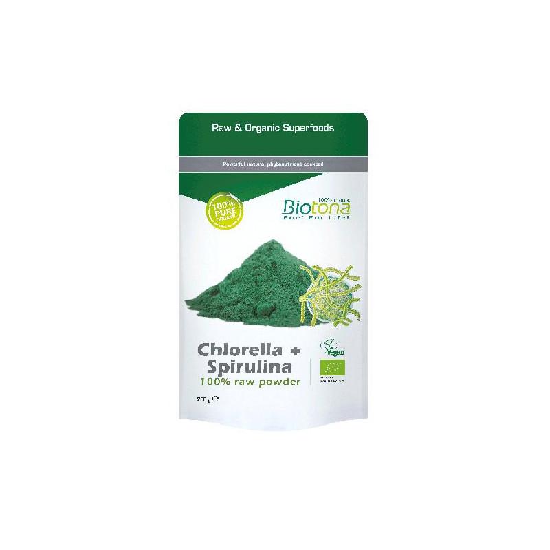 Chlorella y espirulina polvo superfood bio 200g Biotona