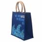 bolsa de yute estampada - Somos olas - Cinza, Azul y Natural