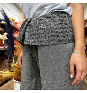 Pantalones de yoga y festivales - Mantra mandala del pescador tailandés en gris