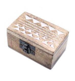 Caja de Madera Blanca - 3x1.5 Pastillero Diseño Azteca