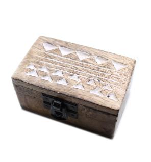 Caja de Madera Blanca - 3x1.5 Pastillero Diseño Azteca