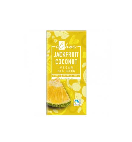 Chocolate vegano Jackfruit crujiente de limon y chips de coco 80g Ichoc