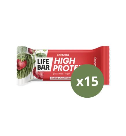 Barrita de proteina sabor Fresa Strawberry bio 40g (caja 15 unds) Lifebar