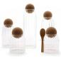 Tarro de cristal Cottage con bola de corcho - Transparente con cuchara - 10 cm