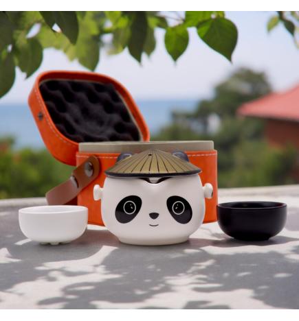 Set de tetera-Panda - Dos tazas & Estuche de viaje