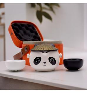 Set de tetera-Panda - Dos tazas & Estuche de viaje