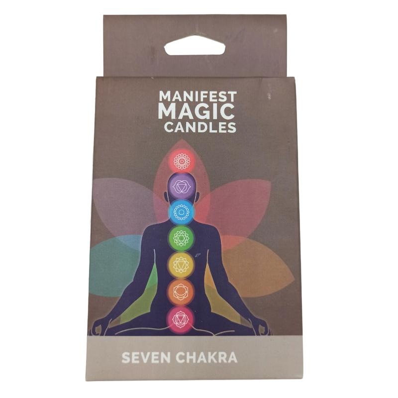 Velas del Manifiesto de los Siete Chakras (paquete de 7)