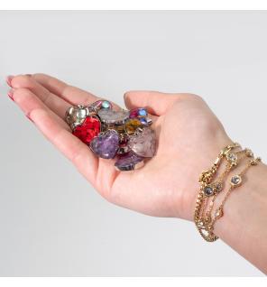 Colgantes de corazón con carcasa de acero - Chip de gemas y conchas Surtido