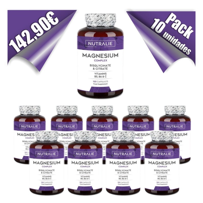 Pack 10 Magnesium complex (bisglicinato y citrato) 120 caps Nutralie