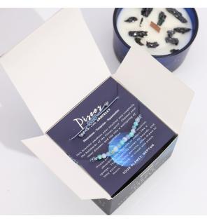 Vela de Cristal del Zodiaco con Pulsera de Piedras Preciosas - Piscis