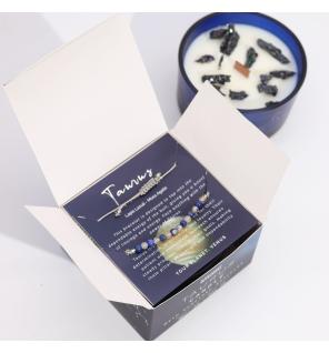 Vela de Cristal del Zodiaco con Pulsera de Piedras Preciosas - Tauro