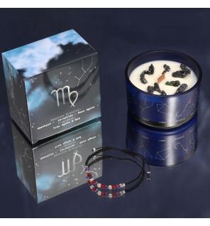 Vela de Cristal del Zodiaco con Pulsera de Piedras Preciosas - Virgo