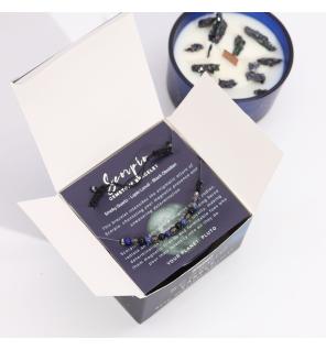 Vela de Cristal del Zodiaco con Pulsera de Piedras Preciosas - Escorpio
