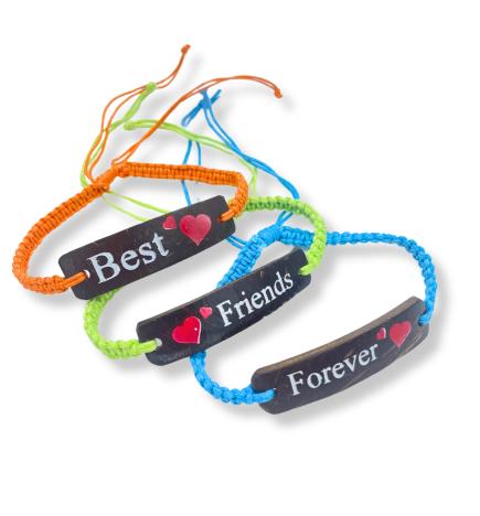 Pulseras de la Amistad Hechas a Mano - Amigos con Estampado de Coco (surtido)